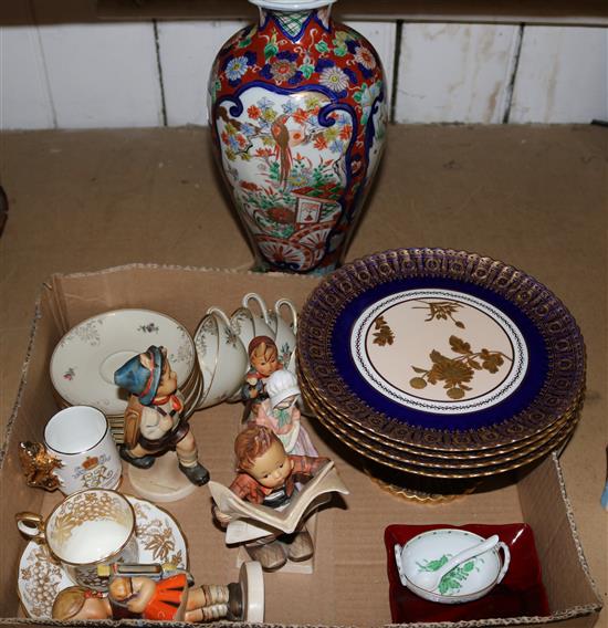 oriental vase, Hummel figures, Doulton tray etc